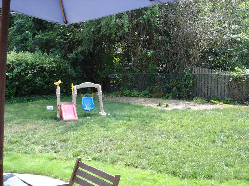 Backyard Designs - Privacy Screen Using Shrubs and Perennials in Frazer - Before